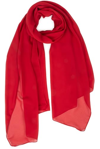 INOGIH Chiffon Scarf Sheer Wrap for Women Lightweight Soft Summer Silky Scarf for Wedding Evening Dresses Dating Travel - color: Red