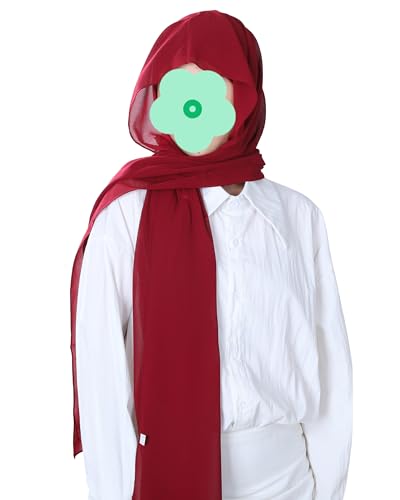 Magnetic Chiffon Hijab Scarf for Women, Quick Snap Closure Headscarf, Breathable Muslim Headwrap with Under Cap - color: Burgundy