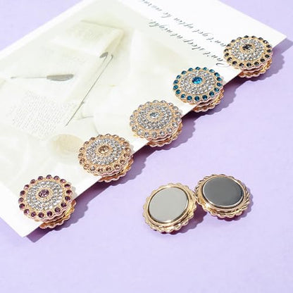 12pcs Magnetic Hijabs Magnets Buckle,rhinestones Hijab Magnet Multi-Use For Muslim Female Clothing Scarf Accessories