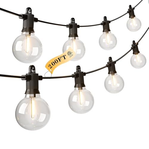 Kawaya G40 Outdoor String Lights 200FT IP65 Waterproof 2700K Patio Light - size: 200FT