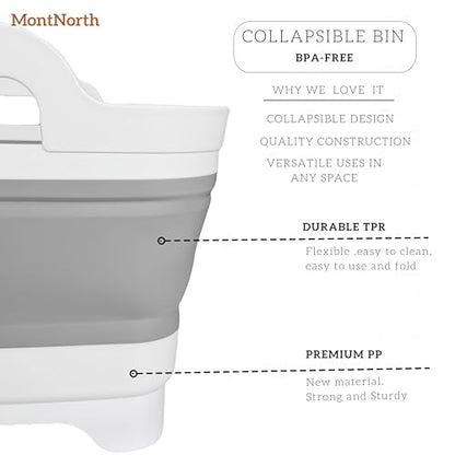 MontNorth Collapsible Wash Basin 9L, Foldable Dish Tub with Drain Plug, Portable Collapsible Dish Basin, Camping Sink for Washing Dishes, Laundry & Kitchen Use,Gray - color: Gray - Set of 1