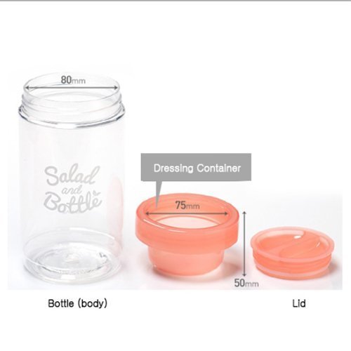 Komax Salad Bottle Set of 2, with Leak Proof Salad Sauce Dressing Case (Pink, Green) : Home & Kitchen