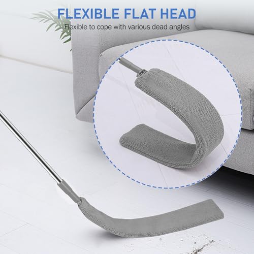 SetSail Dusters for Cleaning Retractable Gap Duster with Extension Pole | Extension Pole Long Handle, Flat Dust Cleaner, with 2 Microfiber Dusting Cloths, for Under Appliances Furniture Fridge