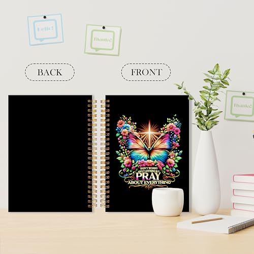 Butterfly Christian Notebook, Inspirational Bible Verse Journal for Women, Pray About Everything Religious Scripture Spiral Notebook, Prayer Journal for Woman, 5.5x8.3 - color: bt14