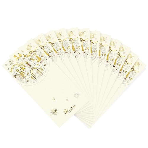 12-Pack Wedding Money Envelopes for Cash Gifts - Gold Foil & Laser-Cut Floral Design Cash envelopes for Money, Premium 250g Pearled Paper Money Holder for Weddings Engagement (Beige) - color: Beige