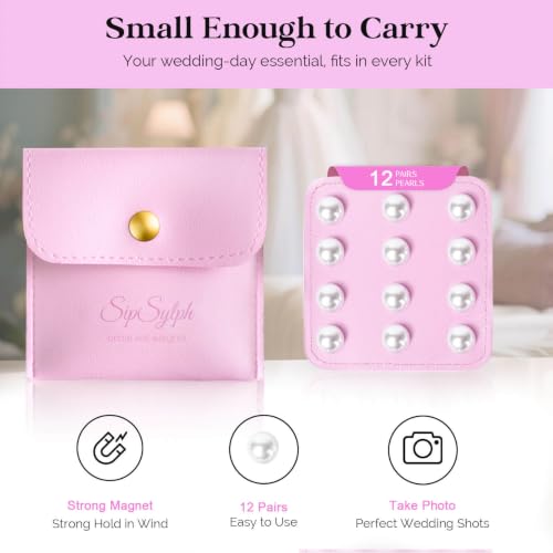12-20 Pairs Pearl Veil Weights, Strong Magnetic Bridal Veil Weights, Double Sided Invisible Wedding Veil Weights, Gift Box - color: Gold