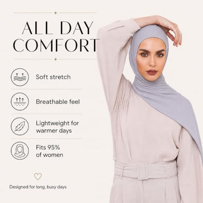 Slip-on Instant Premium Jersey Hijab Head Scarf Wrap for Muslim Women Made in Turkey - color: Gray, size: Pack of 1