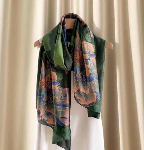 Xyueanlo Scarfs for Women Lightweight Scarves Fashion Print Floral Pattern Head Scarf Wraps Shawls - color: Flower Green