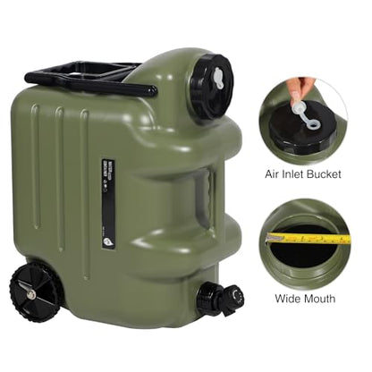 REDCAMP 7.4 Gal Water Container with Wheels & Spigot | Portable Rolling Emergency Camping Water Jug with Folding Handle | BPA Free Food Grade Water Storage Tank for Camping, 2 Pack(28L, Green) - color: Green 28l, 2 Pack
