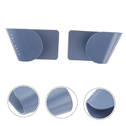 Ipetboom 5 Pair Abs Adhesive Kitchen Lid Holder Rack Blue Frosted Pot Lid Organizers with Strong Stick Multifunctional Storage Stand for Pots Dishes and Round Trays Space Saving Kitchen