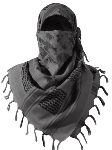 FREE SOLDIER Scarf Military Shemagh Tactical Desert Keffiyeh Head Neck Scarf Arab Wrap with Tassel for Men Women - color: Camo Black