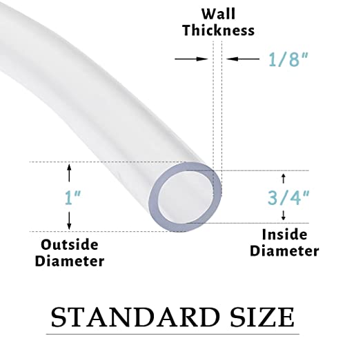 DAVCO 3/4" ID x 10ft Clear Vinyl Tubing, Low Pressure Flexible PVC Tubing, Heavy Duty UV Chemical Resistant Lightweight Plastic Vinyl Hose, BPA Free and Non Toxic - size: 3/4"ID, style: 10 Feet