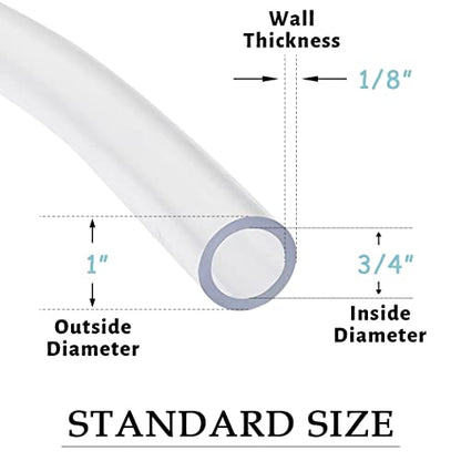 DAVCO 3/4" ID x 10ft Clear Vinyl Tubing, Low Pressure Flexible PVC Tubing, Heavy Duty UV Chemical Resistant Lightweight Plastic Vinyl Hose, BPA Free and Non Toxic - size: 3/4"ID, style: 10 Feet