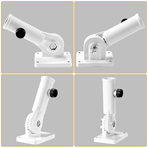 Flag Pole Holder Brackets, BONWIN 1" Flag Pole Mounting Bracket with Hardwares for House Wall Porch, 1" Inner Diameter, 180° Adjustable Multi Positions, Aluminium Alloy(1 Pack White, Multi-Positions) - color: White - 1 Pack