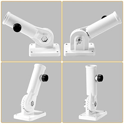 Flag Pole Holder Brackets, BONWIN 1" Flag Pole Mounting Bracket with Hardwares for House Wall Porch, 1" Inner Diameter, 180° Adjustable Multi Positions, Aluminium Alloy(1 Pack White, Multi-Positions) - color: White - 1 Pack