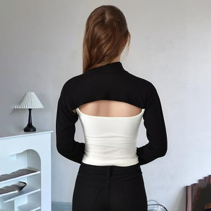 Modal Cotton Sun Protection Sleeves Cover for Women Mslim Islamic Conservative High Collar Vest Long Arm Sleeve Cover - color: Black Black