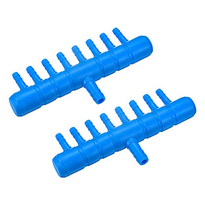 uxcell 2Pcs 8mm to 5.5mm 8 Ways Air Line Tubing Splitter Connector Fish Tank Oxygen Pipe Air Tubing Adapter for Aquarium, Blue - style: 8 Ways
