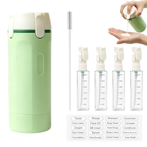 4-in-1 Travel Dispenser Bottles with Pump, Leakproof Refillable Containers - color: Green