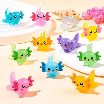 70Pcs Mini Resin Axolotl, Miniature Animal Figurine | Garden Landscape Aquarium Dollhouse Ornament Potted Plants Decor for DIY Craft Garden Fairy Decoration Birthday Party Favor