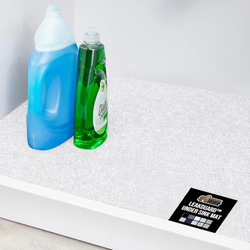 GORILLA GRIP LeakGuard Non-Adhesive Under Sink Mat for Kitchen Cabinet, Waterproof Quick Dry Shelf Liner, Durable Absorbent Felt Mats for Bathroom Sinks, Cabinets, Dresser, Easy to Trim, 24x24 White - color: White, size: 24"w X 24"l