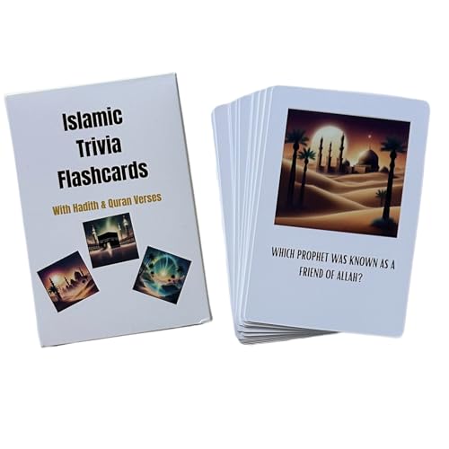 Deen Supplies Islamic Trivia Cards 100 Engaging Questions & Answers with Quranic and Hadith References | Perfect for Learning, Family Game Nights, and Islamic Gifts | All Ages, Minimalist Style