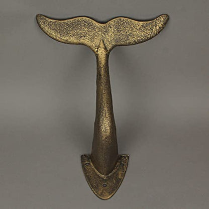 Bronze Finish Cast Iron Whale Tail Decorative Garden Hose Holder Wall Mounted Hook - Easy Install - Home Storage - Outdoor Nautical Decor - 10.5 Inches High | Nautical Wall Hook Form, 9.5 Inch Wide, 8.5 Inch Deep, Three-Point Mount with Bolts and Anchors