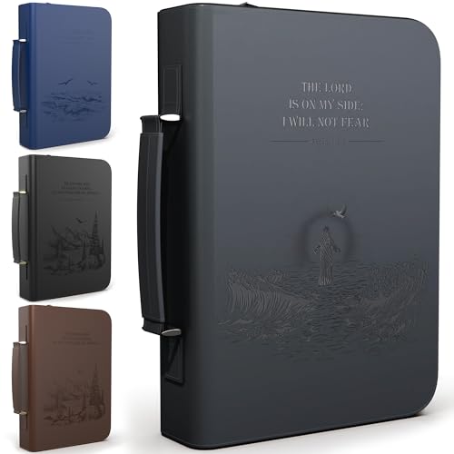 DEHITE Bible Cover Case for Men – Bible Carrying Case for Men – Grey Extra Large Holder – Bag Fits Book 11.12 x 8 x 2.12 in – Pen Slots – Zippered Pocket – Premium Faux Leather – Christian Gift - size: Extra Large Grey