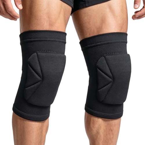 Volleyball Knee Pads, Skating Men & Women Kneepads for Dance, Yoga, Basketball, Softball, Football, Soccer - Anti-Slip Work Knee Sleeves with Thick Foam Pad for Wrestling, Cleaning, Running for Adult, Black M - size: Medium