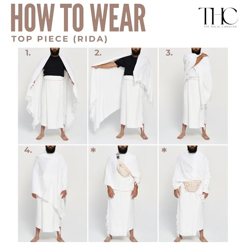 Men's Ihram for Hajj & Umrah - Sweat Absorbent, Comfortable, Fully Opaque, 2-Piece Ihram Set, Ehram Ahram 43 x 83 Inches, Ideal for Muslim Men, White