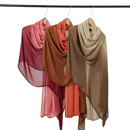 Fashion Gradient Color Hijab Scarf for Women Soft Modal Instant Jersey Hijab Head Wraps Long Shawls - color: Color 1