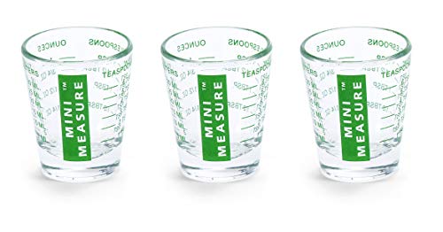 Kolder Mini Measure Heavy Glass, 20-Incremental Measurements Multi-Purpose Liquid and Dry Measuring Shot Glass, Green, Set of 3 - color: Green, size: Set of 3