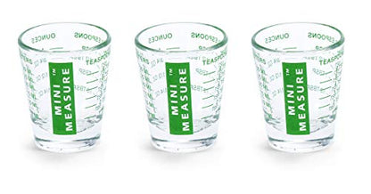 Kolder Mini Measure Heavy Glass, 20-Incremental Measurements Multi-Purpose Liquid and Dry Measuring Shot Glass, Green, Set of 3 - color: Green, size: Set of 3