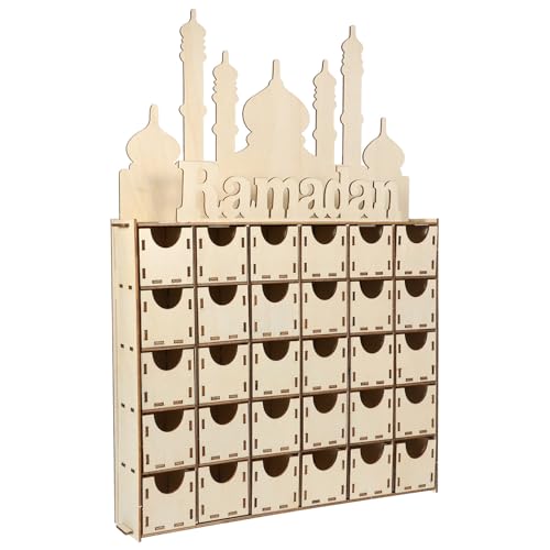 Ramadan Wooden Countdown Calendar Elegant Wooden Craft for Home Office Decoration Multi-functional Eid Mubarak Reminder Ramadan Decorations for Table Mantel