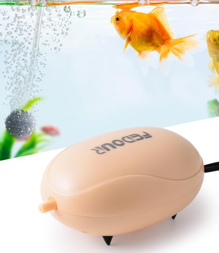 Mini Aquarium Air Pump, Quiet Fish Tank Oxygen Pump with Single Outlet, Aquarium Air Bubbler with Complete Accessories for up to 20gallon Fish Tanks, Betta Tanks, Shrimp Tanks