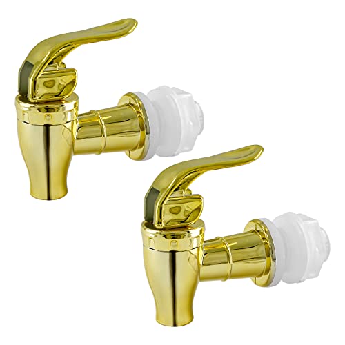 Biaungdo 2 Pcs Replacement Spigot for Beverage Dispense, Golden, Push Style | Beverage Dispenser Compatible, Carafe Spigot, Water Dispenser Replacement, Spout Faucet - color: Gold