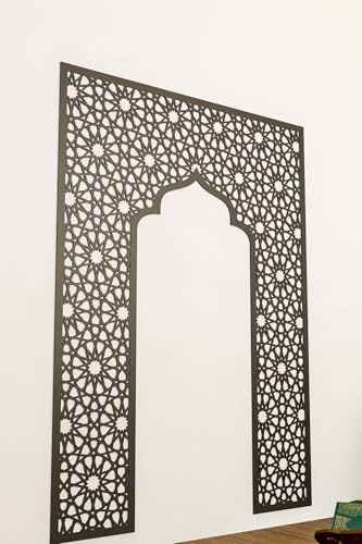 SODEF Wooden Mihrab Wall Decor for Prayer Room - Islamic Wall Art for Home Office Mosque - Turkish Wood Art 88x120 cm - Модел 8