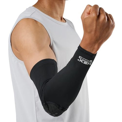 McDavid HEX Shooter Arm Sleeve Single Padded Compression Sleeve Basketball Football Sports Protection - color: Viz Black, size: Medium