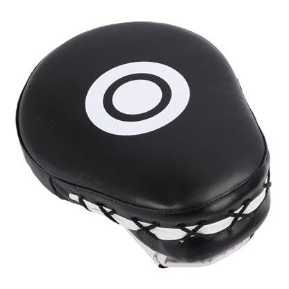 Boxing Curved Focus Punching Mitt PU Leather Boxing Pad with Adjustable Strap for Taekwondo Training - color: Black White