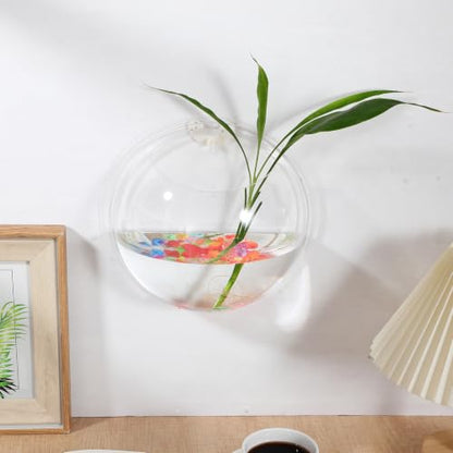 iplusmile Wall Mounted Fish Bowl - 9 Inch Round Acrylic Betta Fish Tank, Hanging Bubble Vase for Plant Propagation & Home Office Wall Decorations - size: 9 Inch