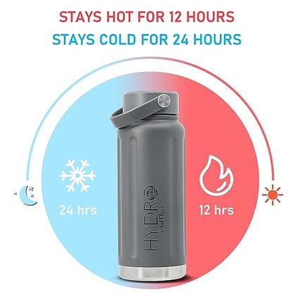 32oz Stainless Steel Insulated Water Bottle, Keep 24H Cold, Leak-Proof Wide Mouth Lids, BPA-Free Bottles, Mens Water Bottle for Gym, Hiking, Travel -Gray - color: Gray-Handle Lid, size: 32 Ounces