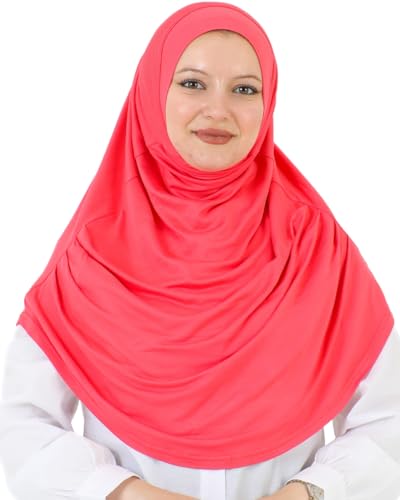 Prien Ready To Wear Hijab For Women, Instant Turban, Soft Muslim Scarf For Prayer, Long Hijabs, Islamic Clothes, Jersey Abaya - color: Brink Pink