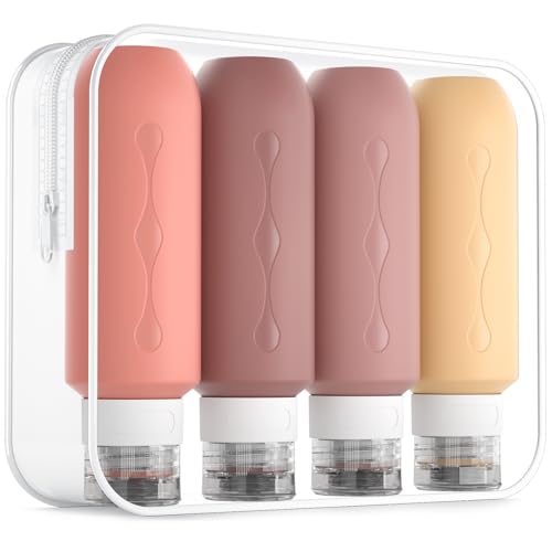 Gemice Travel Bottles for Toiletries, Tsa Approved Travel 6oz Size Containers with Clear Bag, BPA Free Leak Proof Travel Tubs Refillable Liquid Travel Accessories for Cometic Shampoo Lotion - color: Soil, size: 6 Ounces