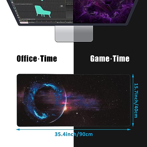 Mouse Pad,Abstract Space Desk Mat for Desktop,Desk Pad with Non-Slip Base and Stitched Edge,Extended Mousepad for Office and Home 35.4X15.7 Inch - color: Abstract Space