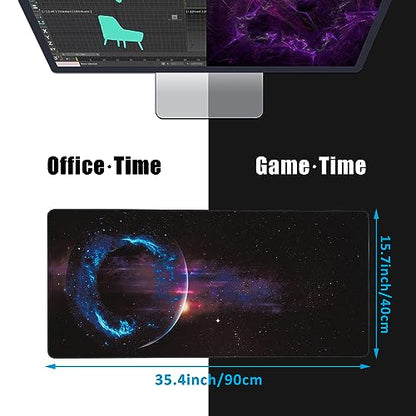 Mouse Pad,Abstract Space Desk Mat for Desktop,Desk Pad with Non-Slip Base and Stitched Edge,Extended Mousepad for Office and Home 35.4X15.7 Inch - color: Abstract Space