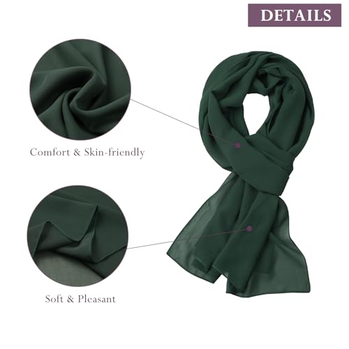 Sumolux Chiffon Shawls and Wraps for Evening Dresses Women Wedding - color: Blackish Green, size: L (79"×28")