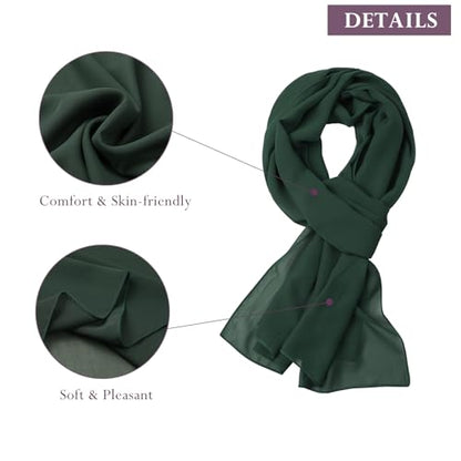 Sumolux Chiffon Shawls and Wraps for Evening Dresses Women Wedding - color: Blackish Green, size: L (79"×28")