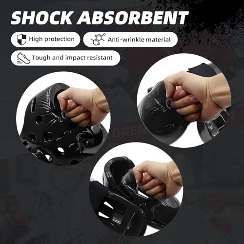 Martial Arts Karate Protective Sparring Gear Package Deal/Gift Adjustable Adult & Youth Headgear, Gloves & Kicks for MMA, Taekwondo, Boxing Training - color: Black, size: Medium