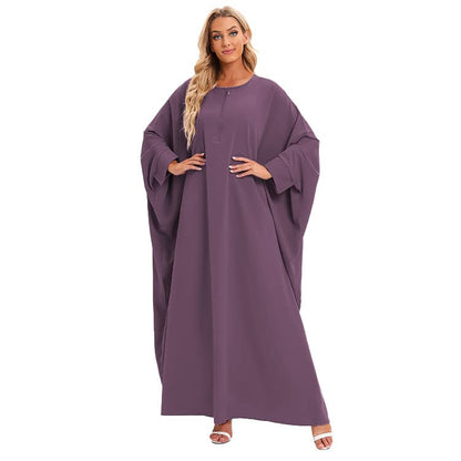 Women's One-piece Prayer Dress Muslim Abaya Dress Islamic Maxi Abaya Kaftan - color: Purple