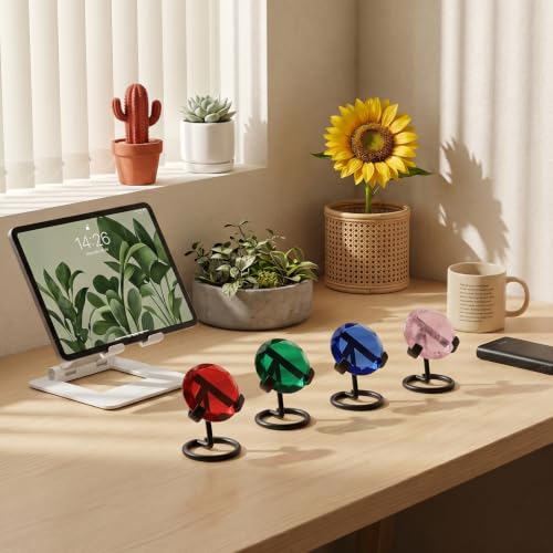 4 Pcs Metal Heart Stone Stand Crystal Display Shelf Black - color: Black