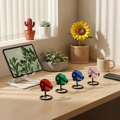 4 Pcs Metal Heart Stone Stand Crystal Display Shelf Black - color: Black
